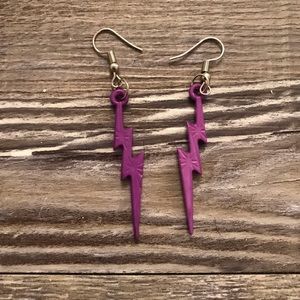 Purple Lightning Bolt Earrings
